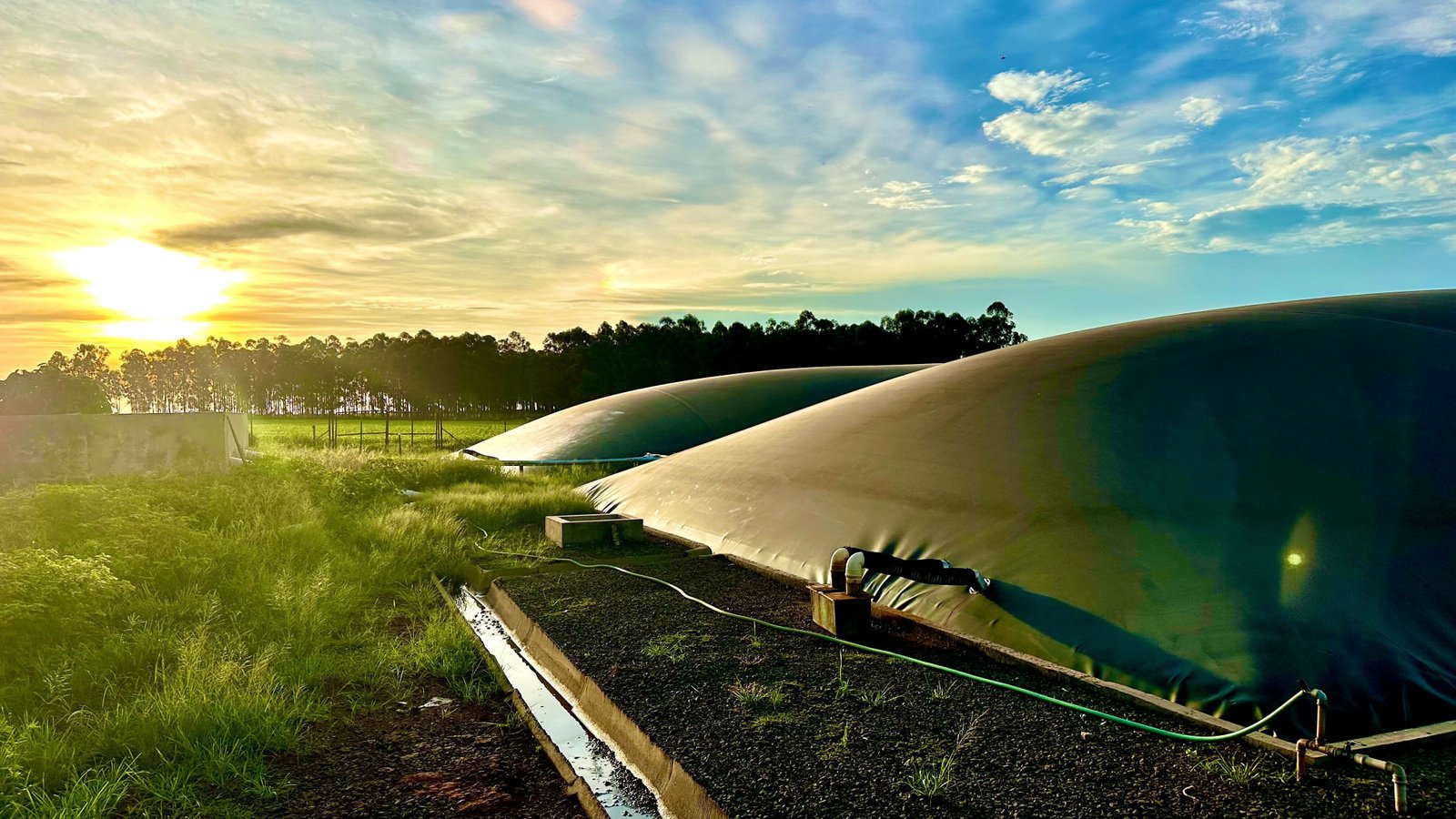 Biodigestores 4WaTT ao pôr do sol